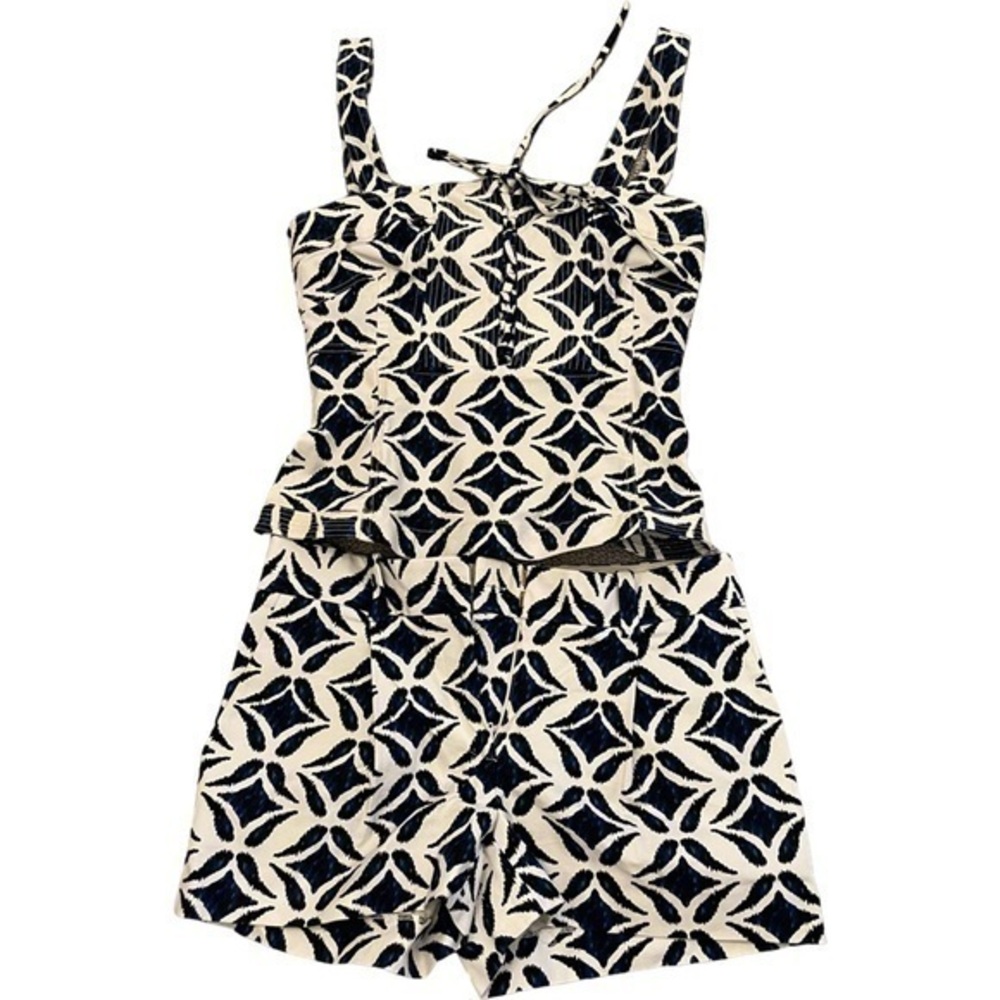 Diane Von Furstenberg DVF Naples Shorts Itak Batik Blue White top and bottoms
